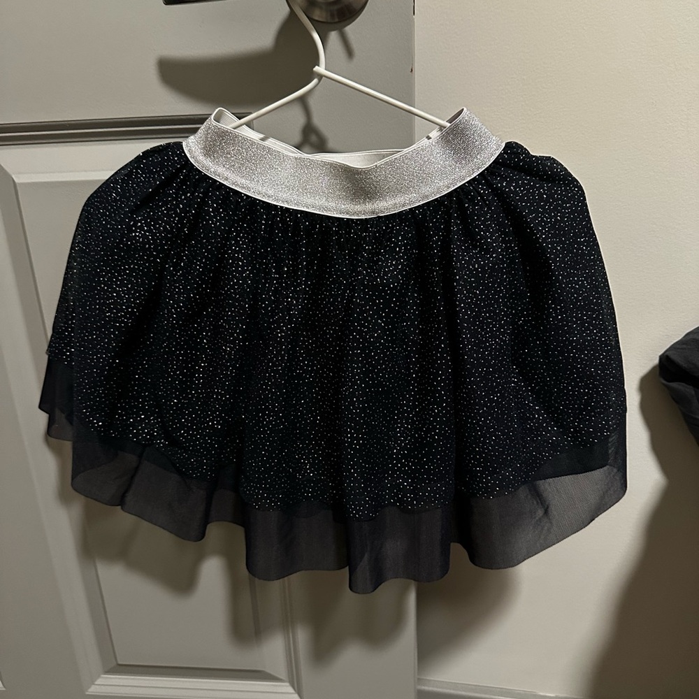 Petit Bateau Black Sparkle Skirt with Silver Waistband for Girls - Size: 4 years